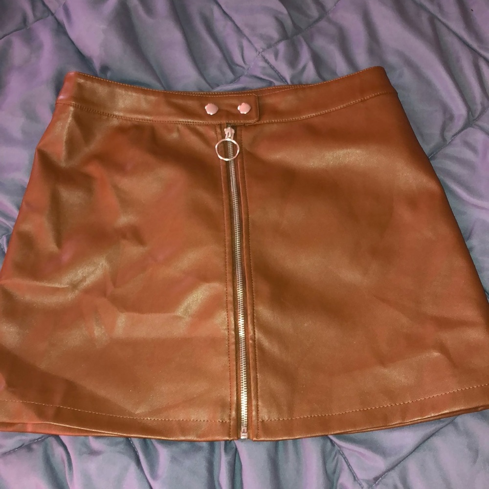 Forever 21 faux leather brown skirt